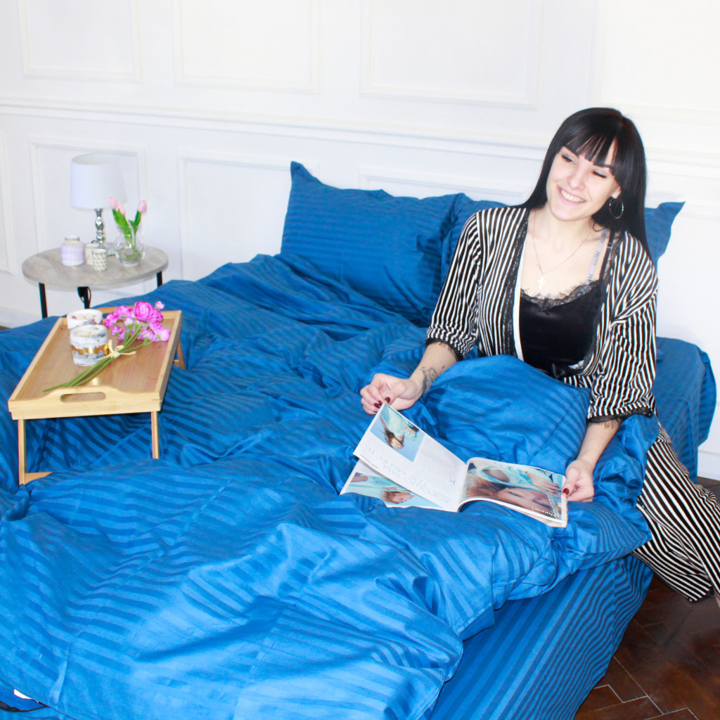 Постільна білизна MirSon Satin Stripe 30-0019 Blue 160х220 Сімейна (2200005254967) - изображение 8