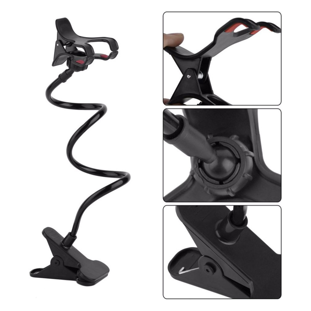 Тримач для смартфонів XoKo прищепка, гнучкий, 65 см, чорний (RM-C20) - изображение 3