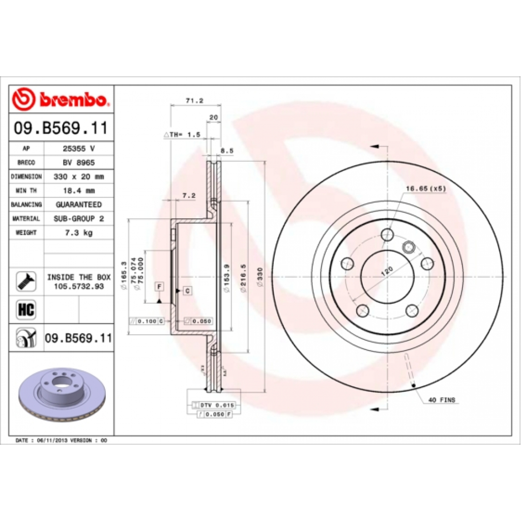 Гальмівний диск Brembo 09.B569.11 - зображення 1