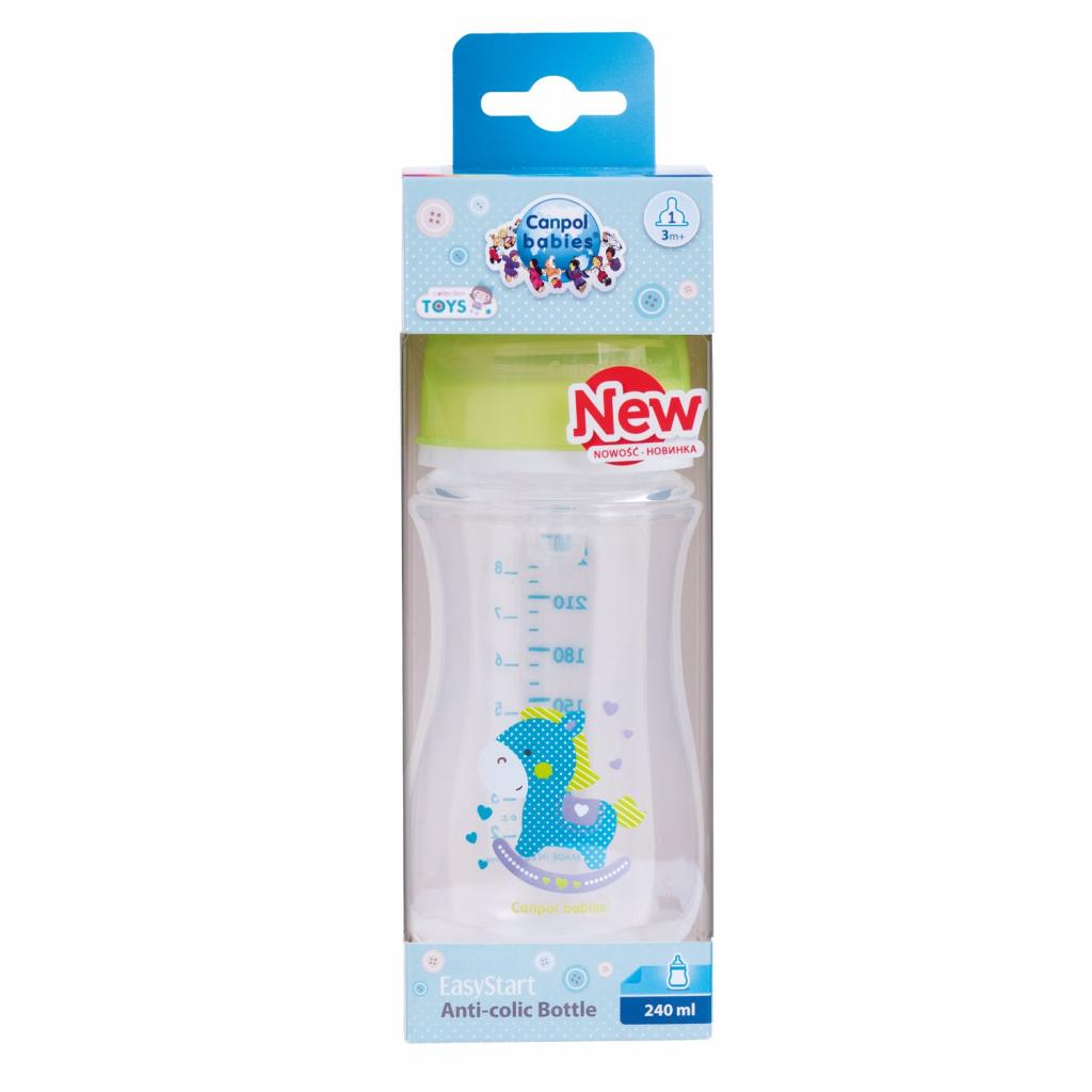 Пляшечка для годування Canpol babies антиколькова EasyStart - Toys з широким отвором 240 мл (35/221_gre) - зображення 2