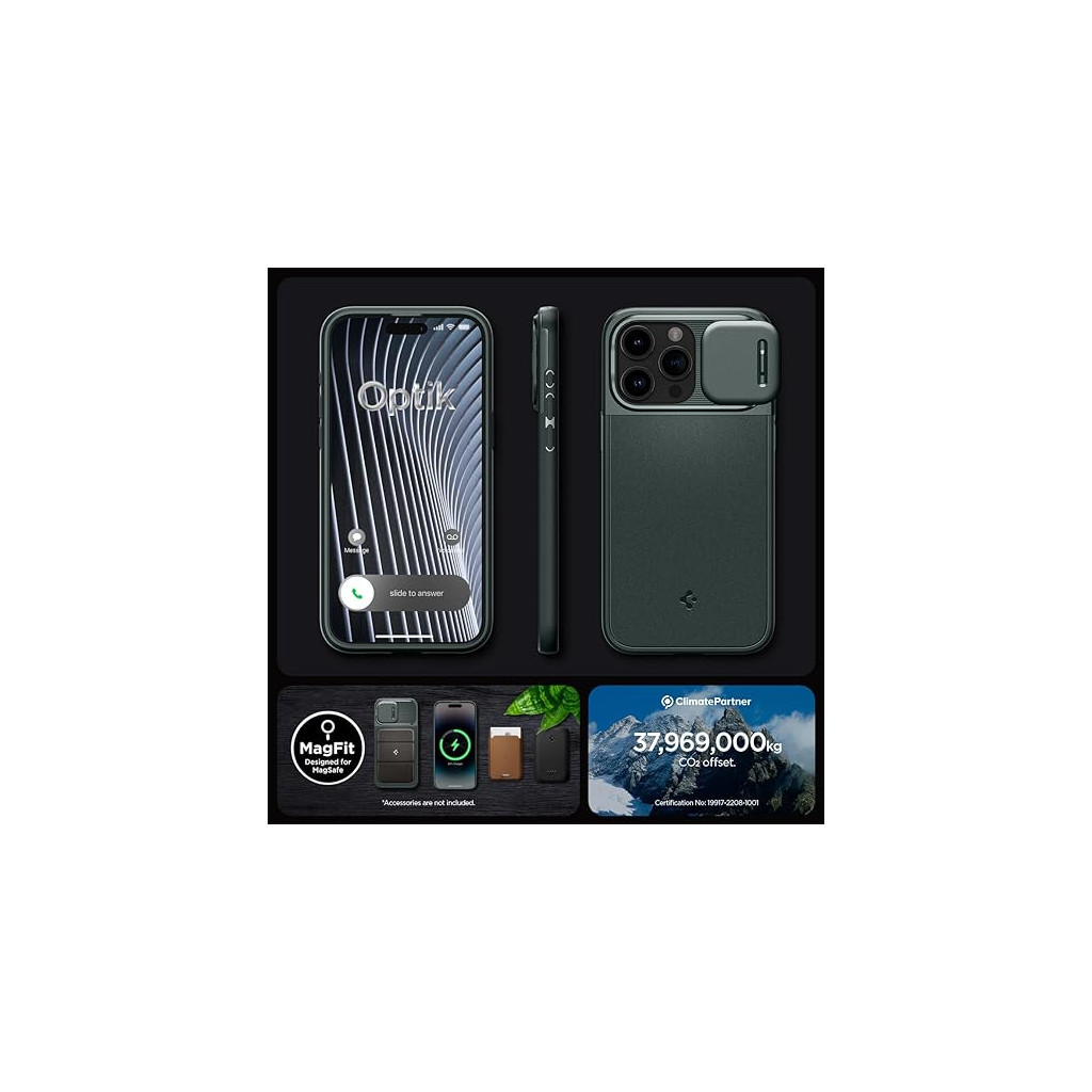Чохол до мобільного телефона Spigen Apple iPhone 15 Pro Max Optik Armor MagFit Abyss Green (ACS06600) - зображення 11