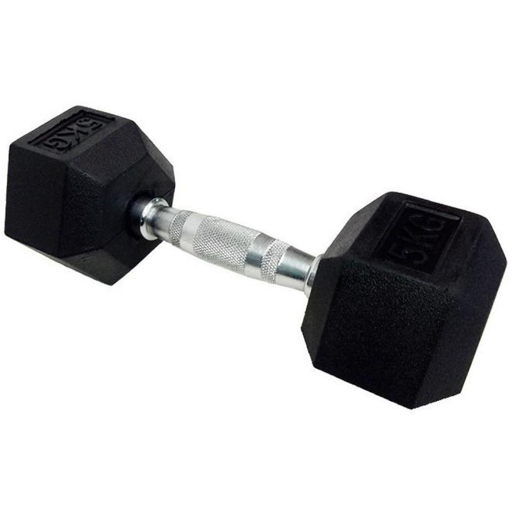 Гантель HouseFit шестигранна обгумована 5 кг (DD 6442-5) - зображення 1
