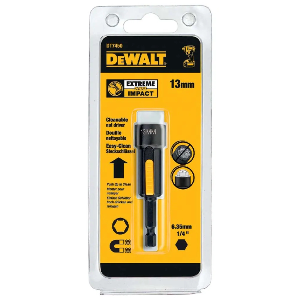 Головка магнітна DeWALT магнітна EXTREME 1/4"х13 мм, шестигранна з магнітом, що рухається всередині (DT7450) - зображення 2