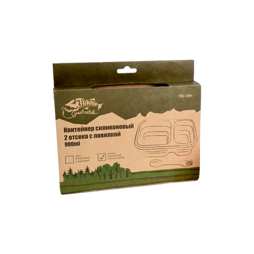 Набір туристичного посуду Tramp 2 отсека силиконовый 900ml с ловилкой orange (TRC-090-orange) - зображення 5