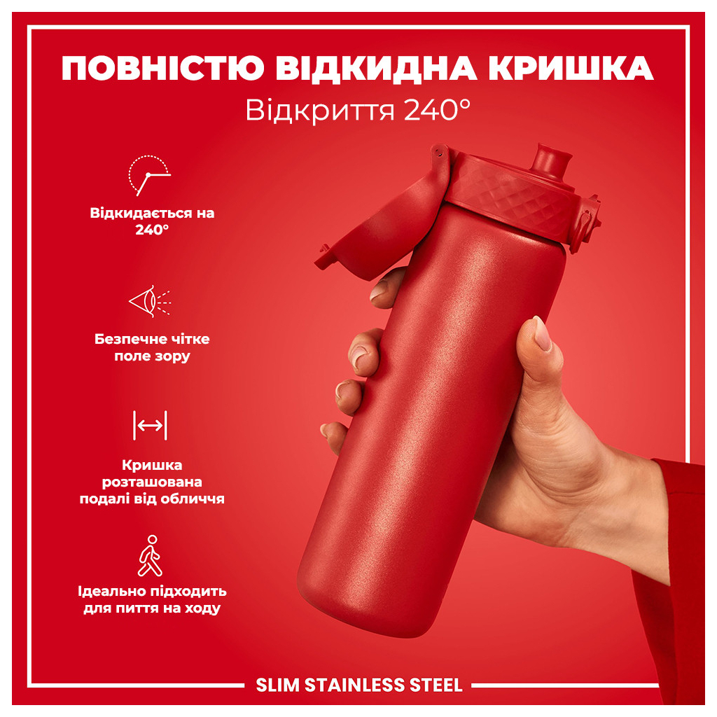 Пляшка для води ION8 OneTouch Stainless Steel 600 мл Red (I8SS600RED) - зображення 3