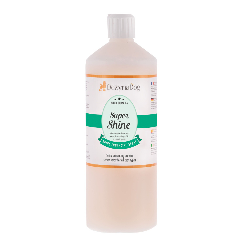 Спрей для тварин Dezynadog Super Shine для блиску і кондиціонування для легкого ковзання щітки та гребінця з протеїном 1 л (5052372067780) - изображение 1
