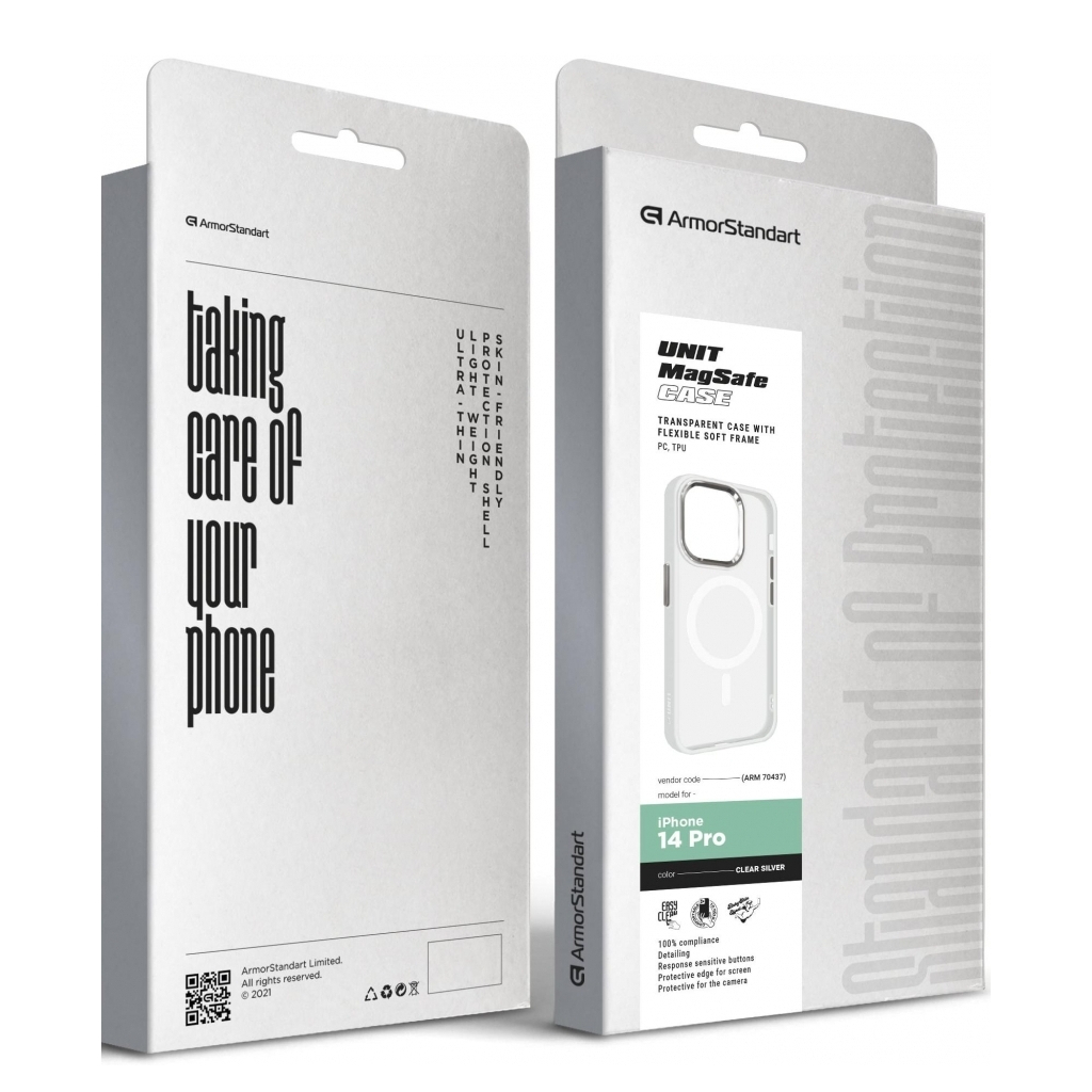 Чохол до мобільного телефона Armorstandart Unit MagSafe Apple iPhone 14 Pro Matte Clear Silver (ARM70437) - зображення 6