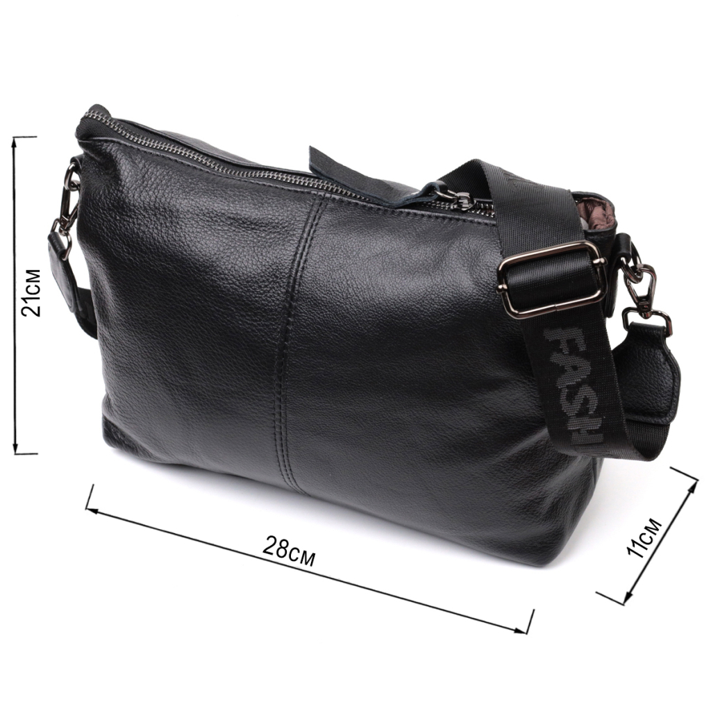 Сумка Vintage Шкіряна жіноча з двома знімними ременями Чорна (22379) - зображення 3