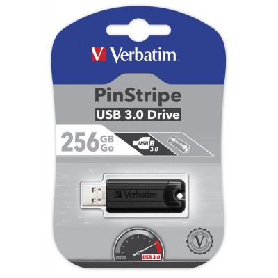 USB флеш накопичувач Verbatim 256GB PinStripe Black USB 3.0 (49320) - зображення 5
