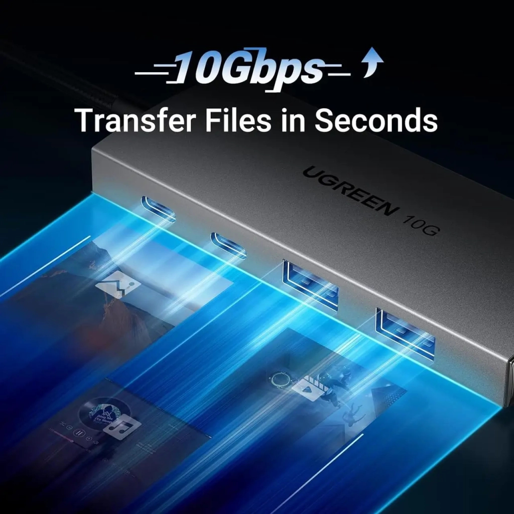 Концентратор Ugreen USB-C to 2xUSB 3.2 + 2xUSB-C 10Gbps CM480 gray (30758) - зображення 3