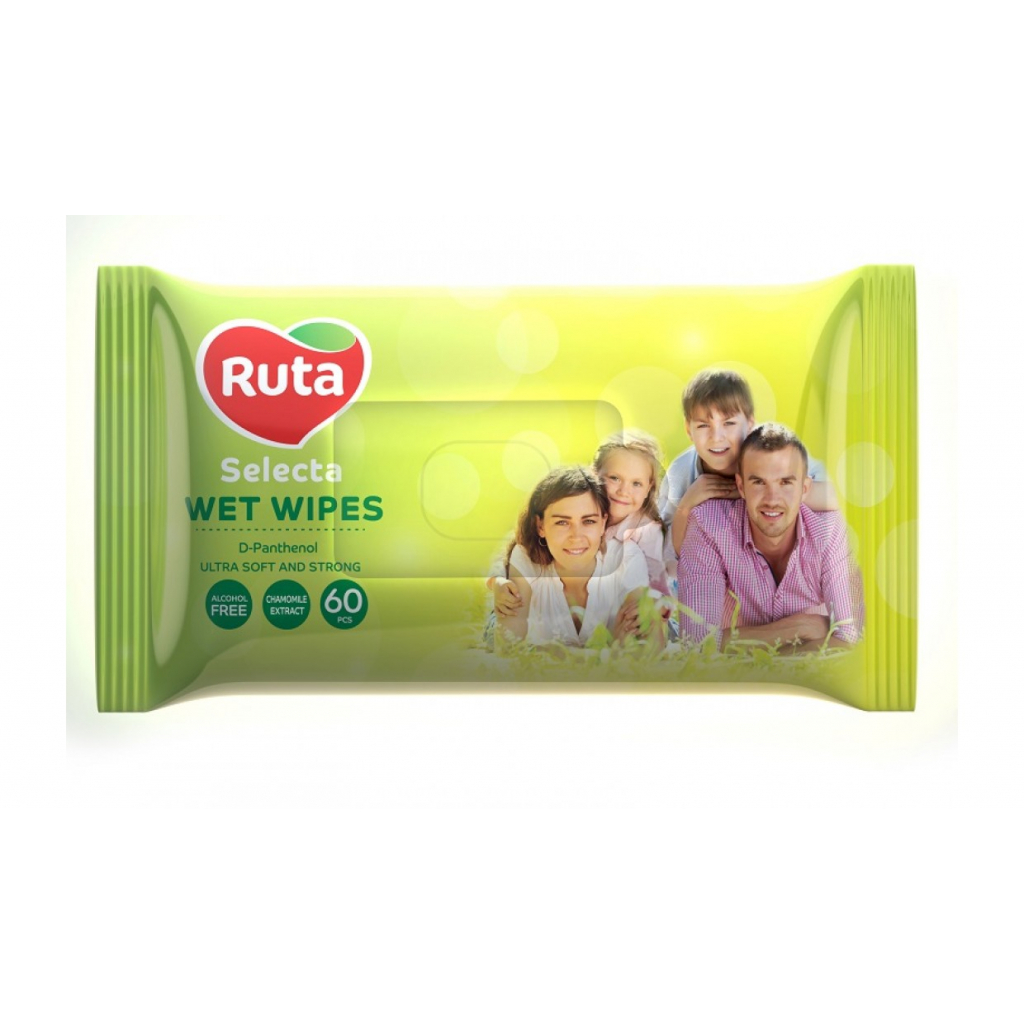 Вологі серветки Ruta Selecta з екстрактом ромашки 60 шт. (4820202892458) - зображення 1