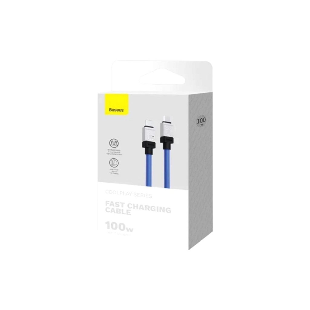 Дата кабель USB-C to USB-C 1.0m CoolPlay Fast Charging 100W blue Baseus (CAKW000203) - зображення 2