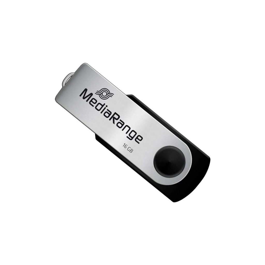 USB флеш накопичувач Mediarange 16GB Black/Silver USB 2.0 (MR910) - зображення 1
