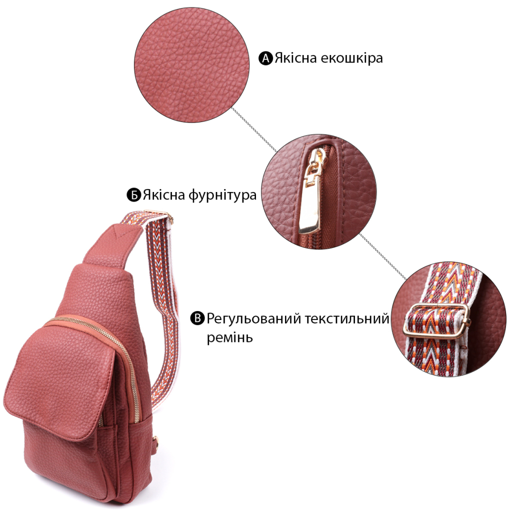 Сумка Vintage З екошкіри Бордова (22762) - зображення 4