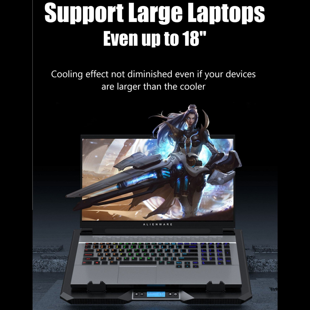 Підставка до ноутбука IceCoorel 10-15.6", 2*60mm 2800 RPM, USB2.0+LCD+speed control., 400x350x45mm (A3) - зображення 8