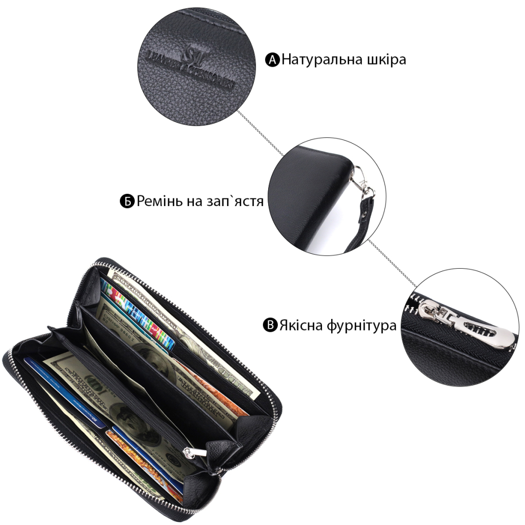 Гаманець ST Leather Унісекс З натуральної шкіри Чорний (22697) - зображення 4