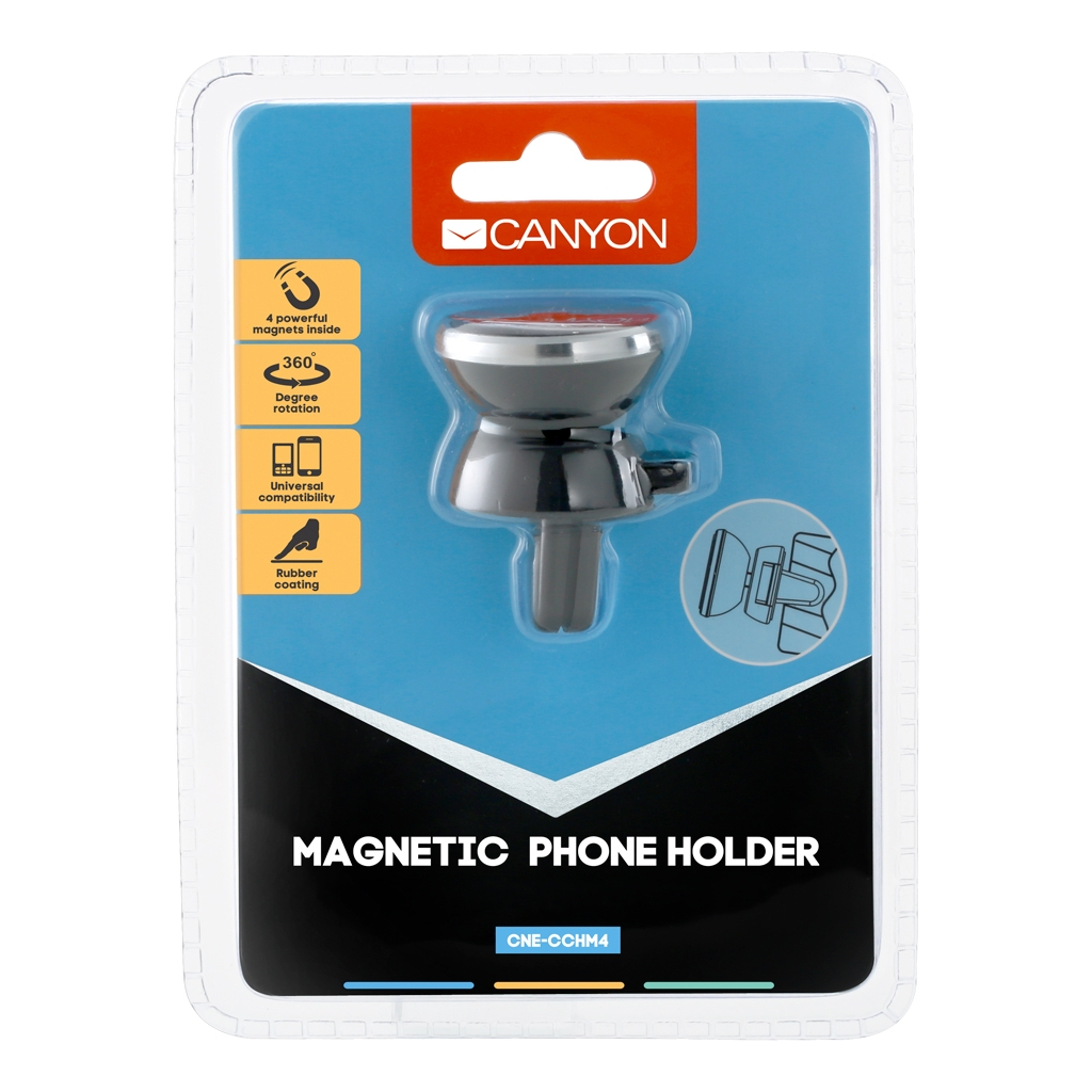 Універсальний автотримач Canyon Car air vent magnetic phone holder with button (CNE-CCHM4) - зображення 5
