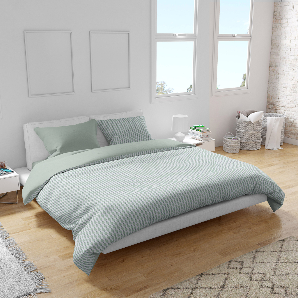 Постільна білизна Emanuela Galizzi Daisy сіро-зелений сатин євро (175190) - зображення 1