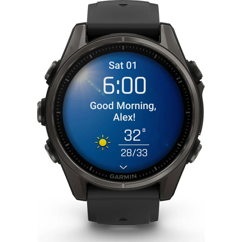 Смарт-годинник Garmin fenix 8 43mm, AMOLED, Saph, CrbnGry Ti/Blk, Blk/PebblGryBnd, (010-02903-21/010-02903-28) - зображення 8