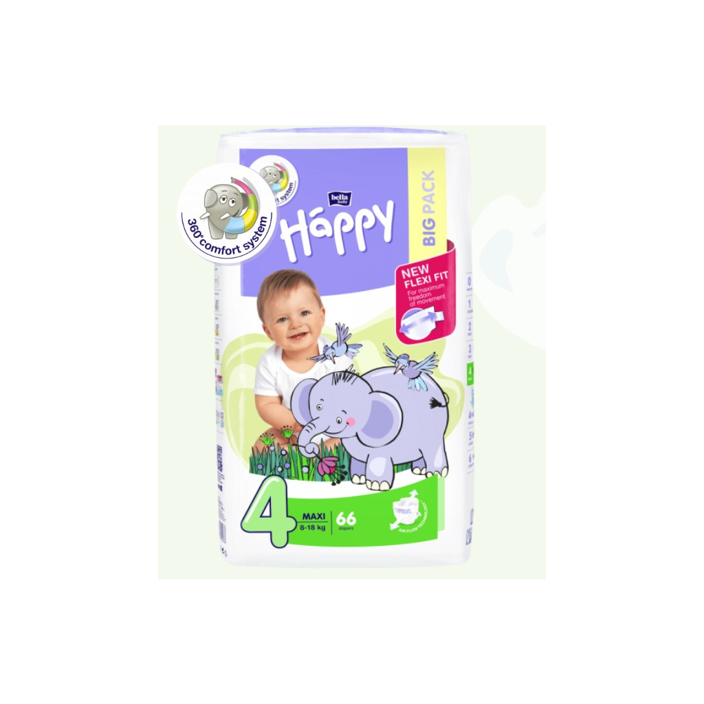 Підгузки Bella Baby Happy Green Tea 3D Maxi 8-18 кг 66 шт (5900516602888) - зображення 1