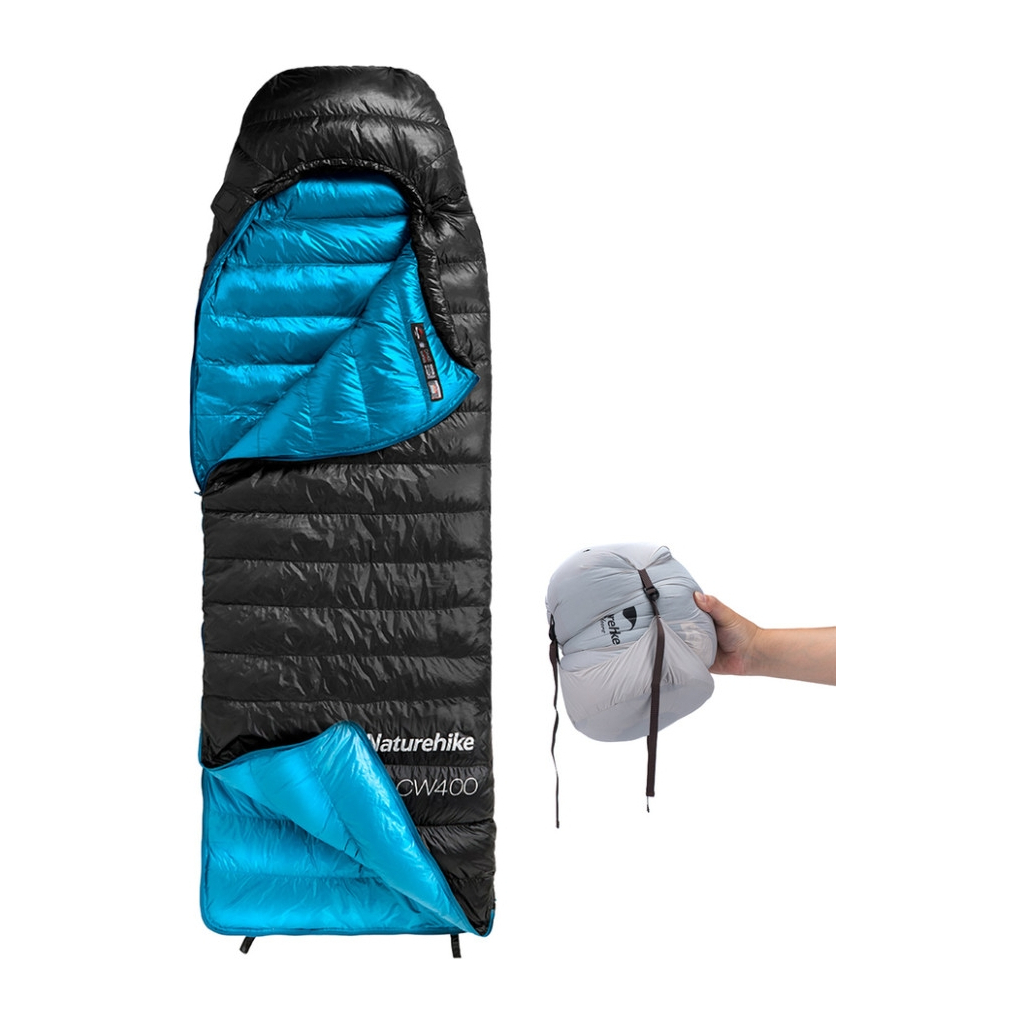 Спальний мішок Naturehike CW400 NH18C400-D, p-р L, чорно-блакитний (6976507666831) - зображення 2