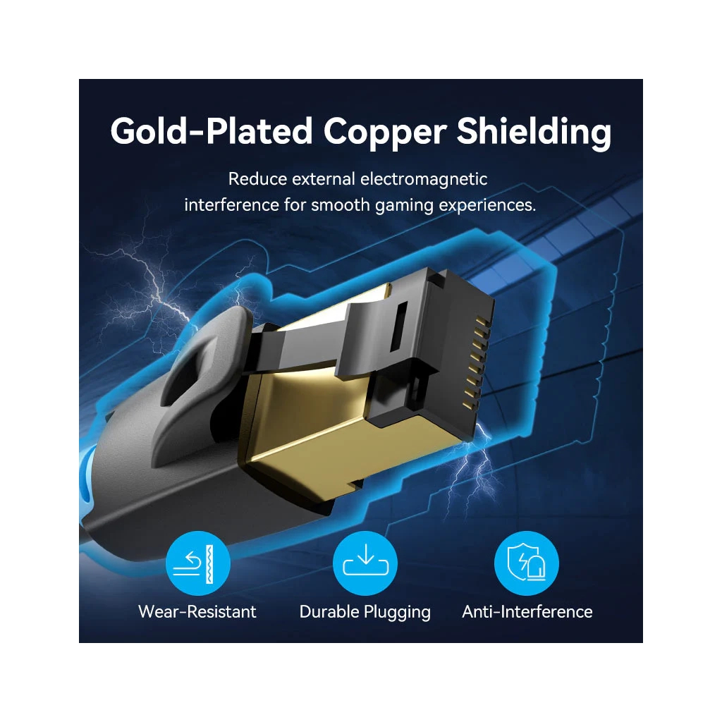 Патч-корд 8м, S/FTP cat 8 RJ-45 black Vention (IKABK) - зображення 9