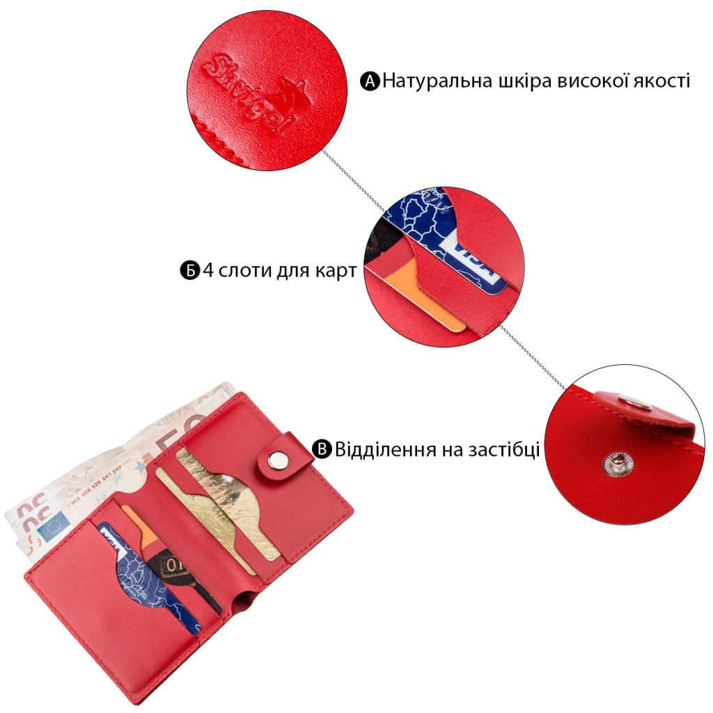 Портмоне Shvigel Шкіряне Червоне (16223) - зображення 4