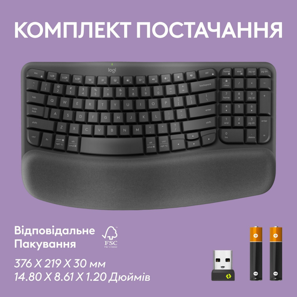Клавіатура Logitech Wave Keys For Business Bluetooth/Wireless UA Black (920-012334) - зображення 10