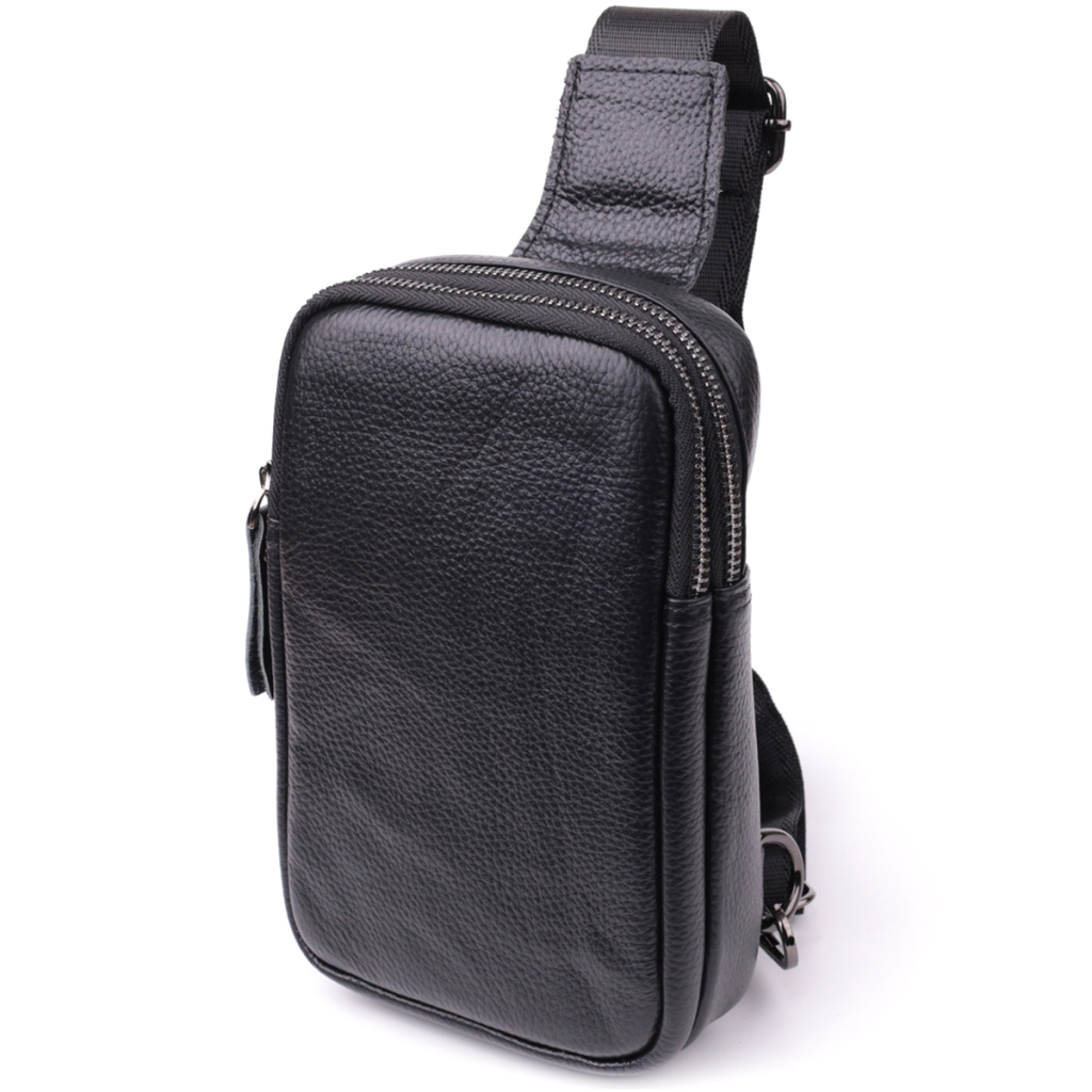 Сумка Vintage Слінг для чоловіків з натуральної шкіри Чорна (sale_15105) - зображення 1
