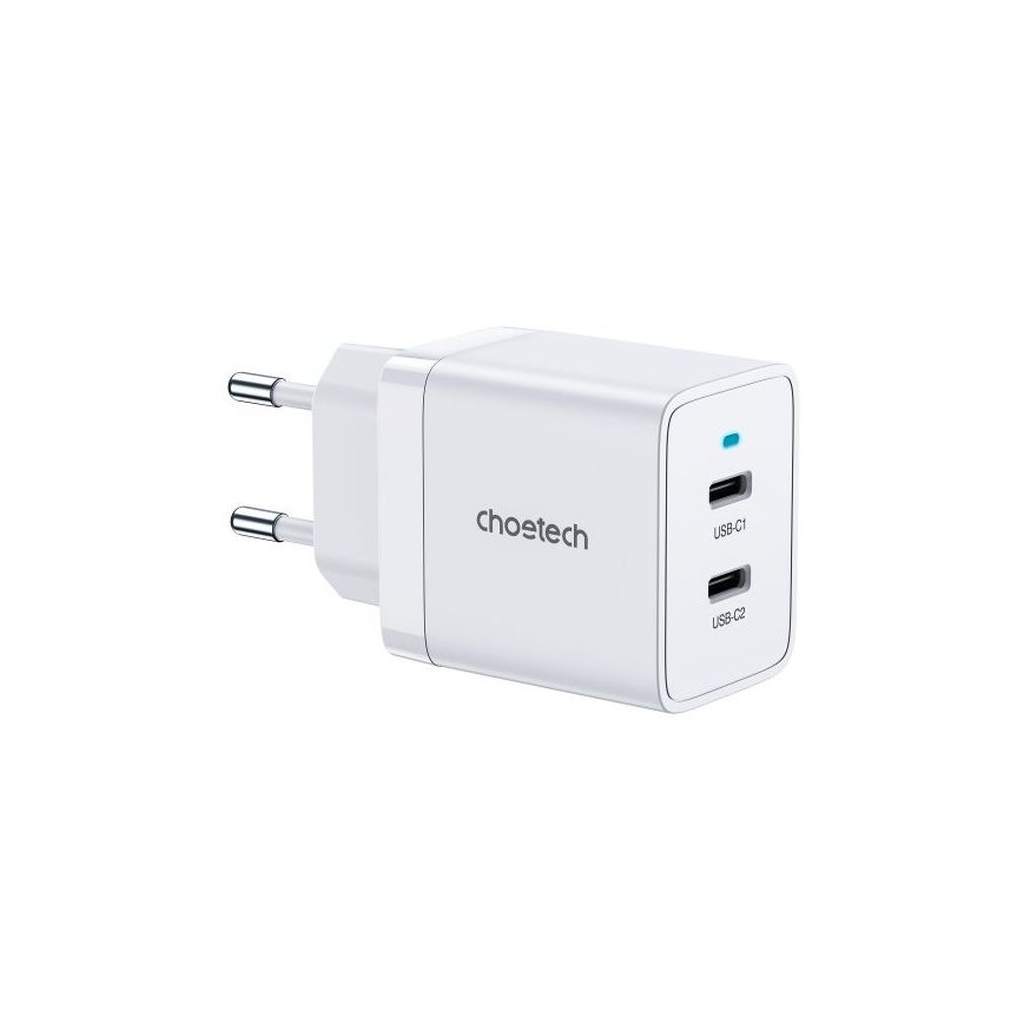 Зарядний пристрій Choetech 2xUSB-C 40W PD/QC/PPS (Q5006-EU-WH) - зображення 1