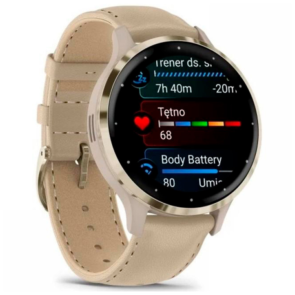 Смарт-годинник Garmin Venu 3S, Fr. Gray + Soft Gold, Leather, GPS (010-02785-55) - зображення 3