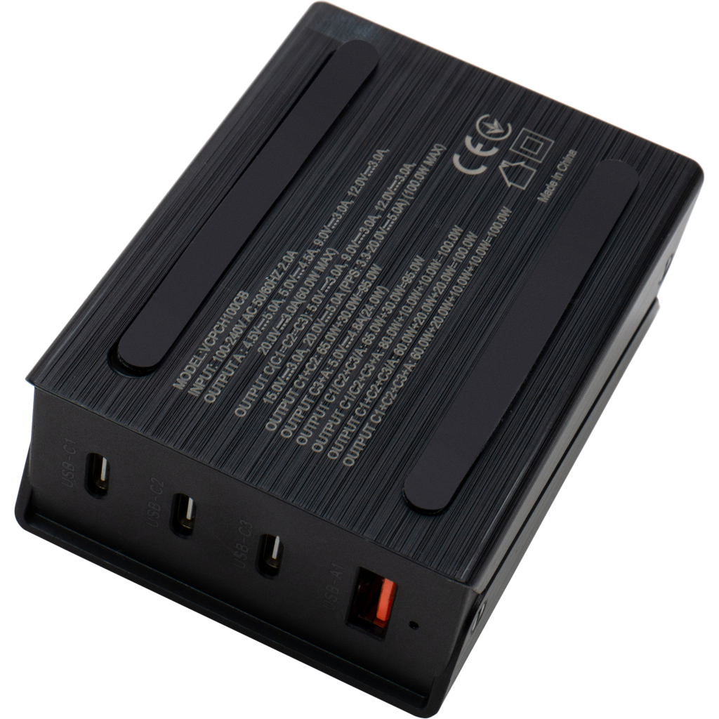 Зарядний пристрій Vinga GaN 100W PD+QC 3C1A ports 1.2m Wired Charger (VCPCH100CB) - зображення 5