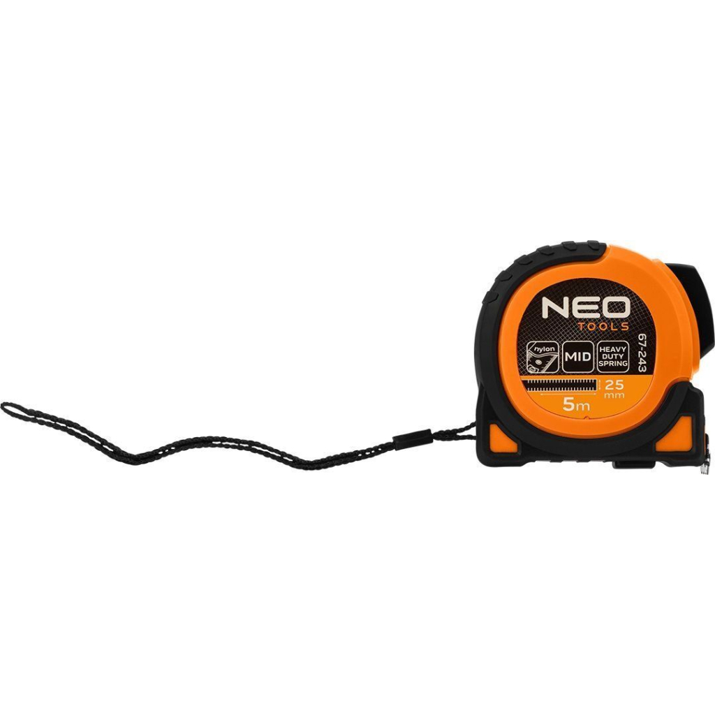 Рулетка Neo Tools Super Black, 5мx25мм, з фіксатором змотування, магніт (67-243) - изображение 6