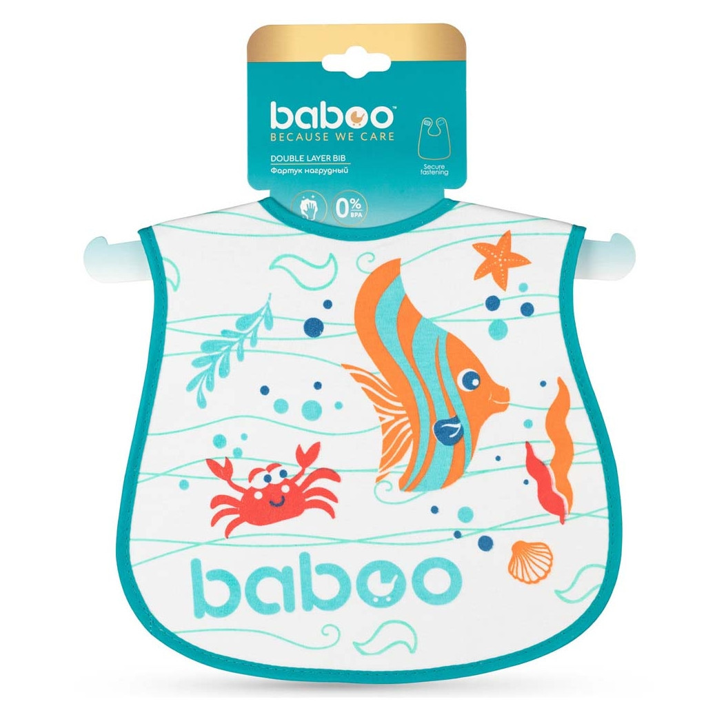 Слинявчик Baboo бавовняний Sea Life, 3+ місяців (білий) (11-010) - зображення 4
