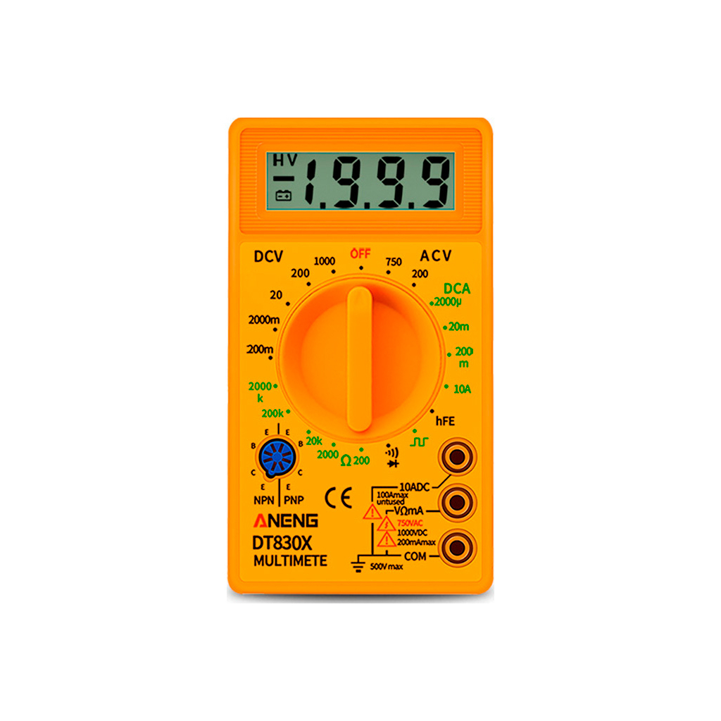 Цифровий мультиметр ANENG AN-DT830X, V, A, R, C, функція hFE (AN-DT830X) - зображення 1