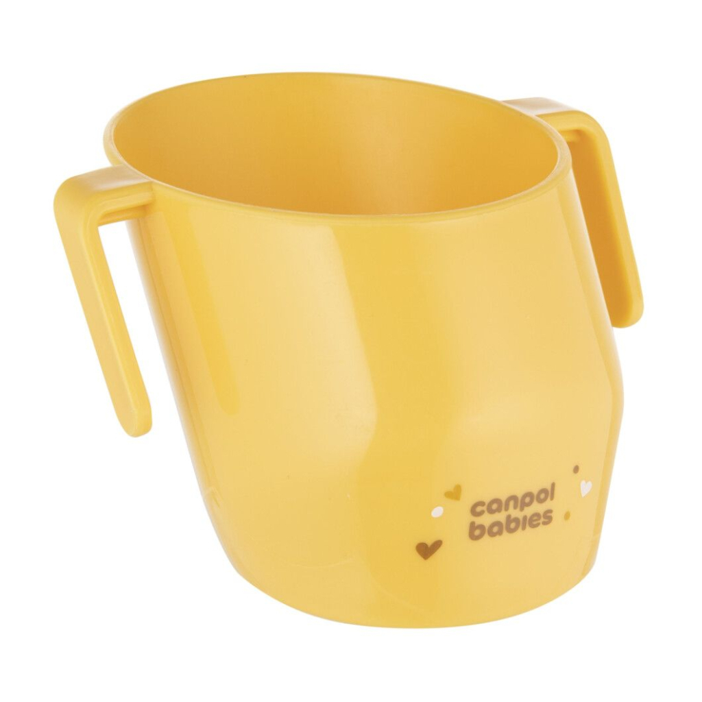 Набір дитячого посуду Canpol babies ергономічна кружка для навчання самостійного пиття, жовта (74/060_yel) - зображення 1