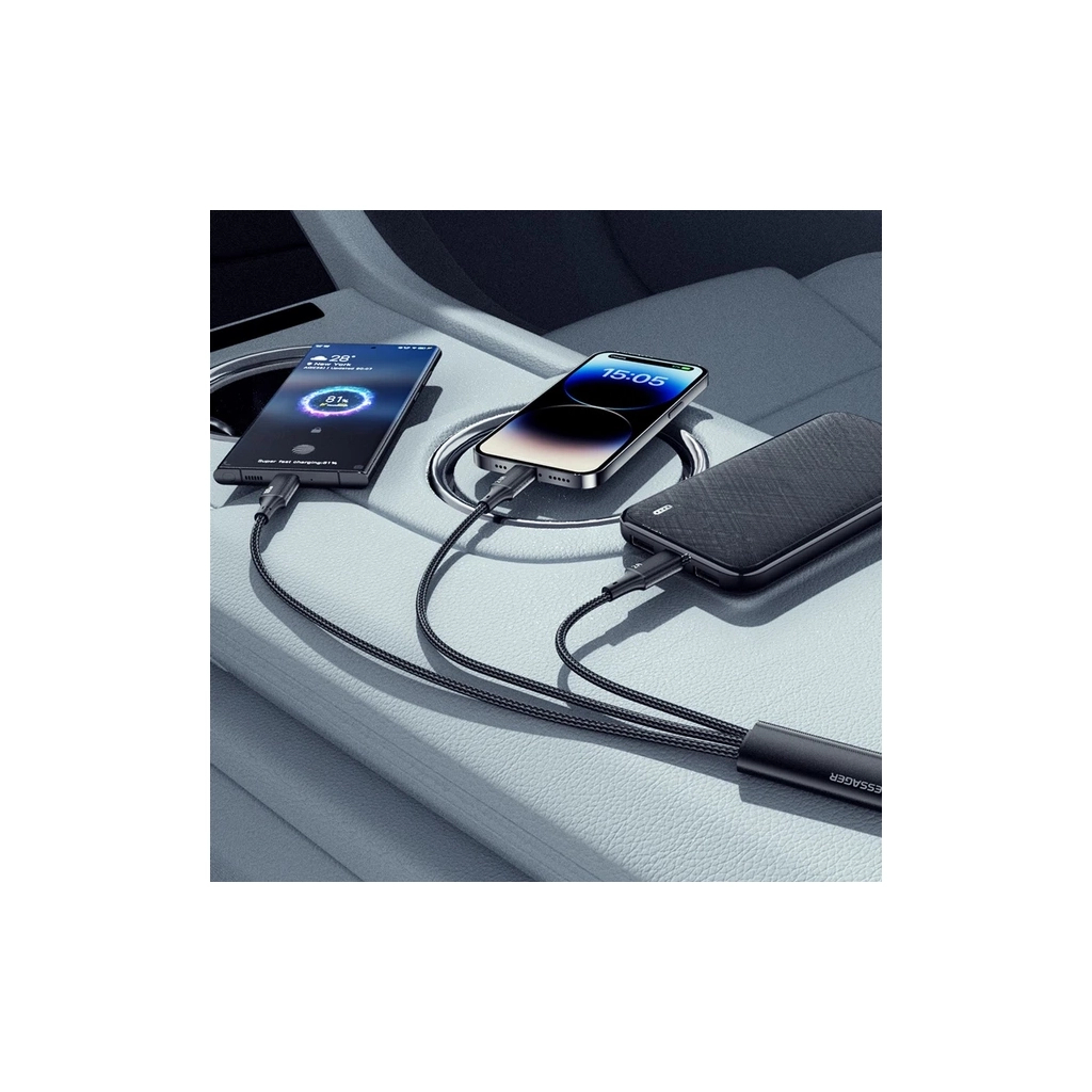 Дата кабель USB 2.0 AM to Lightning + Micro 5P + USB-C 1.2m 100W Essager (EXCMTL-JJ01-P) - зображення 3