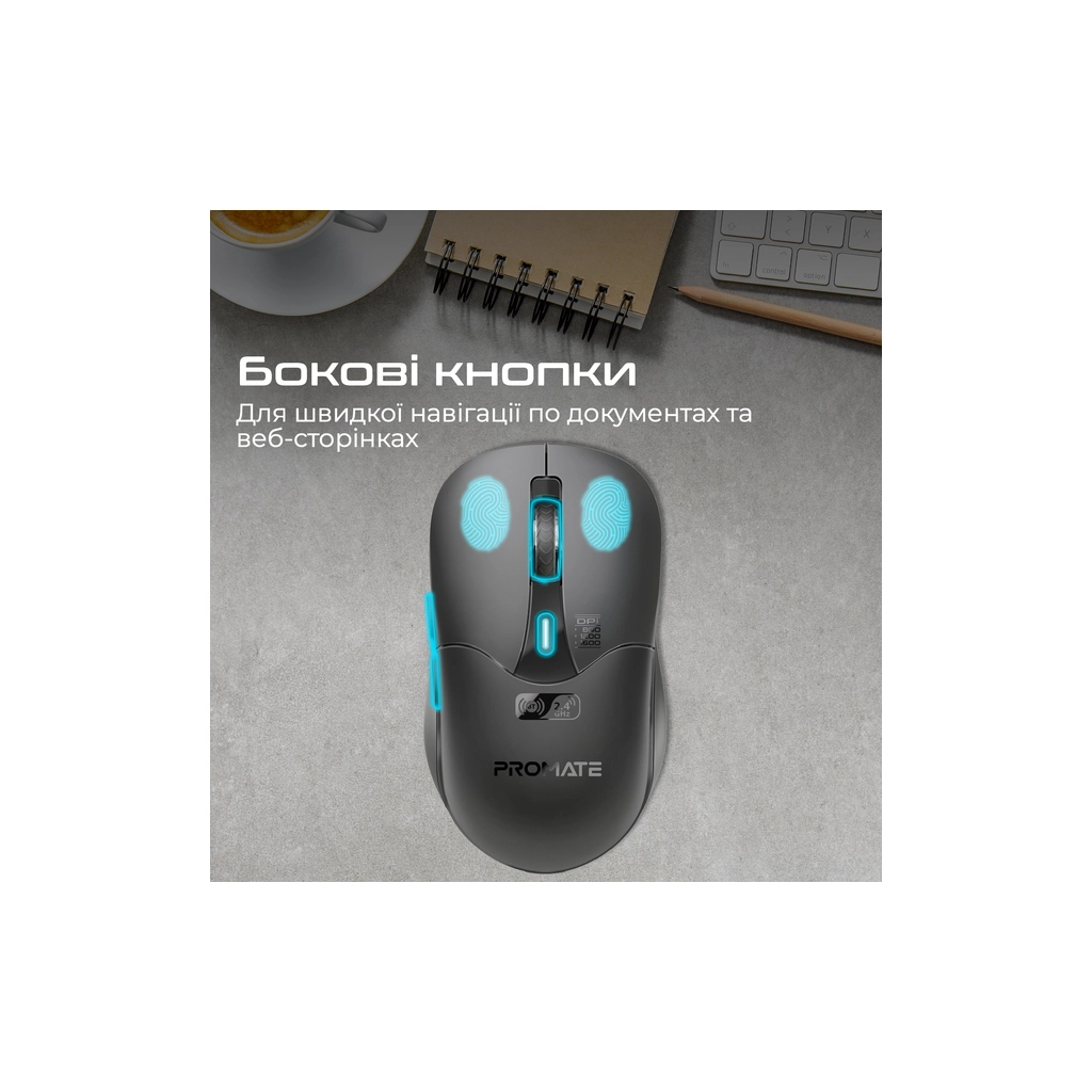 Мишка Promate Samo Wireless/Bluetooth Black (samo.black) - зображення 6