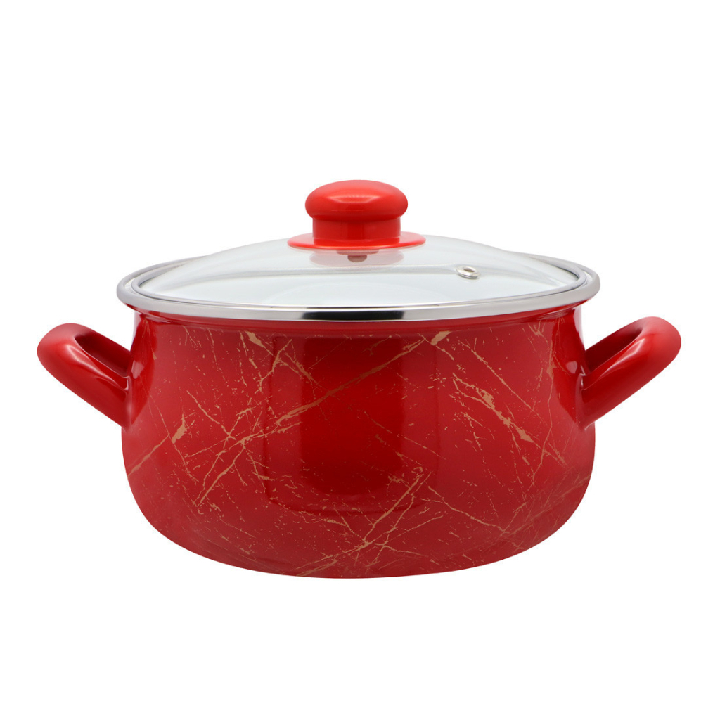 Каструля Interos емаль Червоний мармур 4,0л (ІТ-702-20) - зображення 1