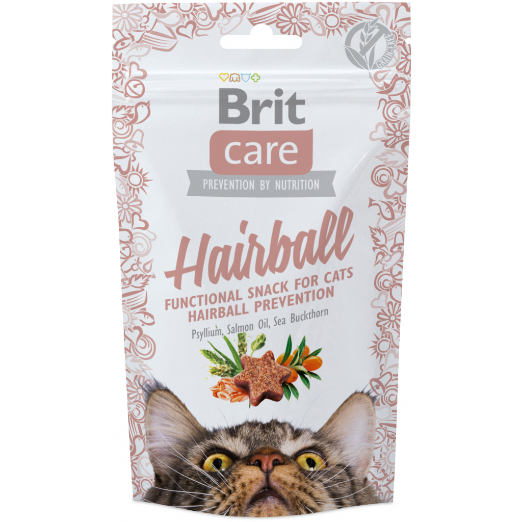 Ласощі для котів Brit Care Hairball з качкою 50 г (8595602521395) - зображення 1