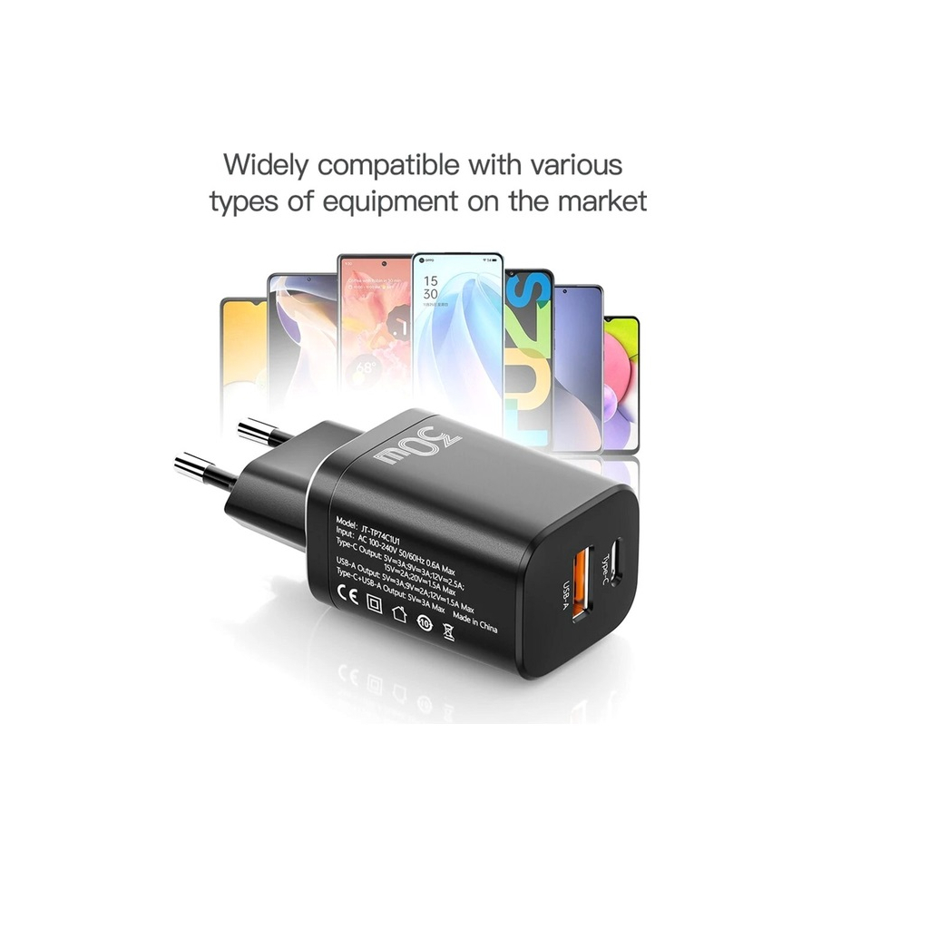 Зарядний пристрій Essager 1xUSB + 1xUSB-C PD30W black (ECTPQS-ZTB01) - зображення 7