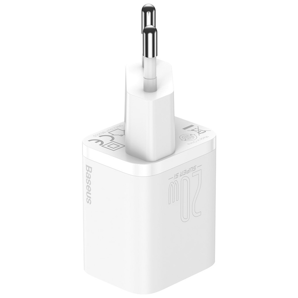 Зарядний пристрій Baseus Super Si 1C 20W With Simple Wisdom Data Cable Type-C/iP White (TZCCSUP-B02) - зображення 3