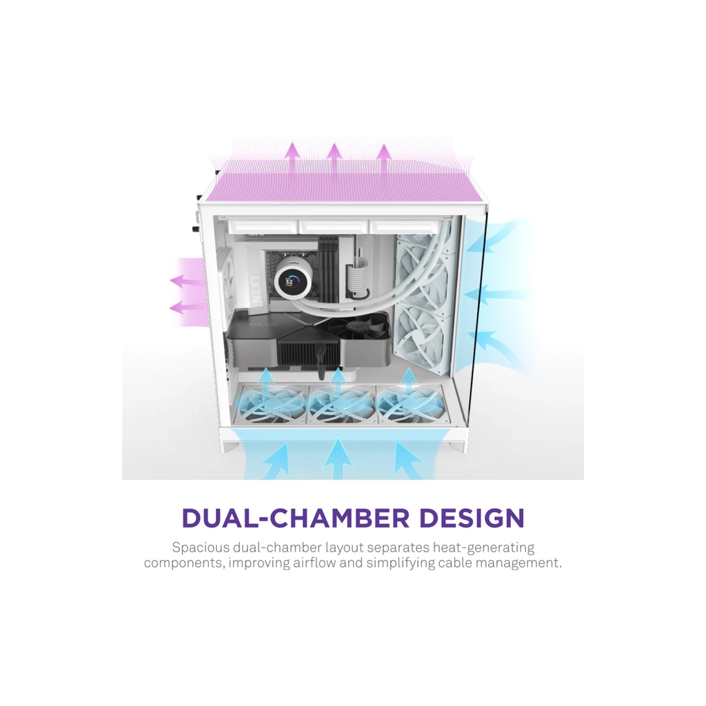 Корпус для ПК NZXT H9 Flow Dual-Chamber All White (CM-H92FW-01) - зображення 6