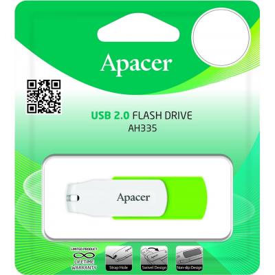 USB флеш накопичувач Apacer 64GB AH335 Green USB 2.0 (AP64GAH335G-1) - зображення 4