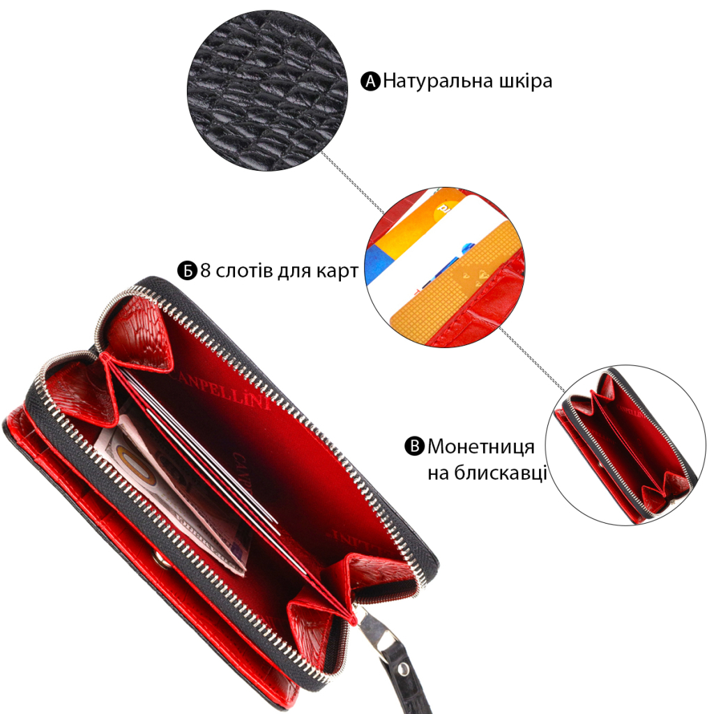 Портмоне Canpellini З натуральної шкіри Чорне (21911) - зображення 4