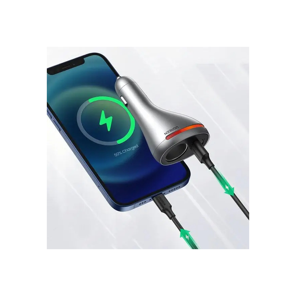 Зарядний пристрій Ugreen USBC PD20W + USB QC3.0 silver (60712) - зображення 3