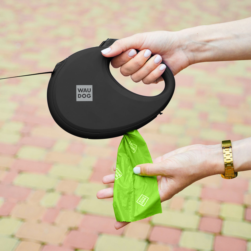Повідець для собак WAUDOG R-leash з контейнером для пакетів S до 12 кг 3 м чорний (26271) - зображення 8