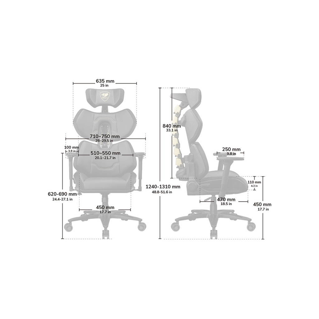 Крісло ігрове Cougar Terminator Elite Gold (TERMINATOR ELITE GOLD) - зображення 10
