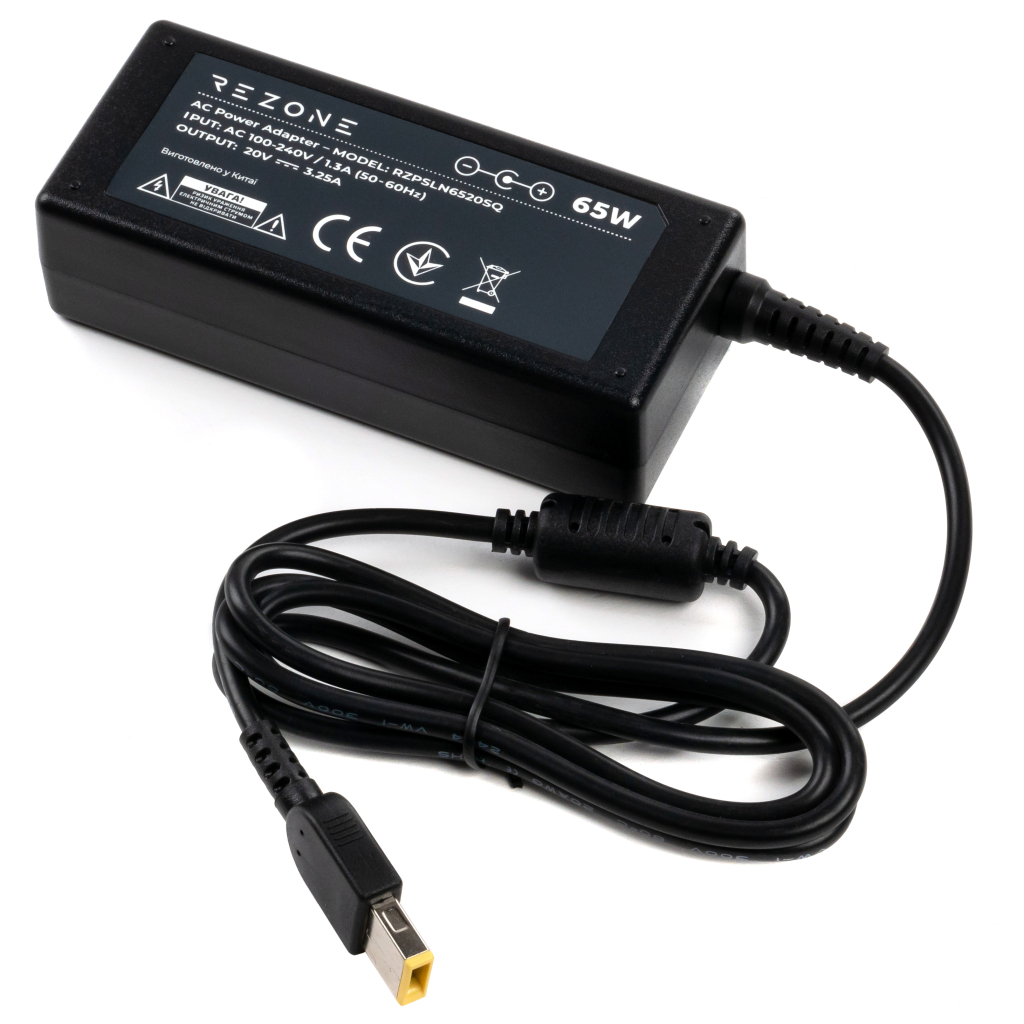 Блок живлення до ноутбуку Rezone Lenovo 65W 20V 3.25А square with pin (RZPSLN6520SQ) - зображення 1