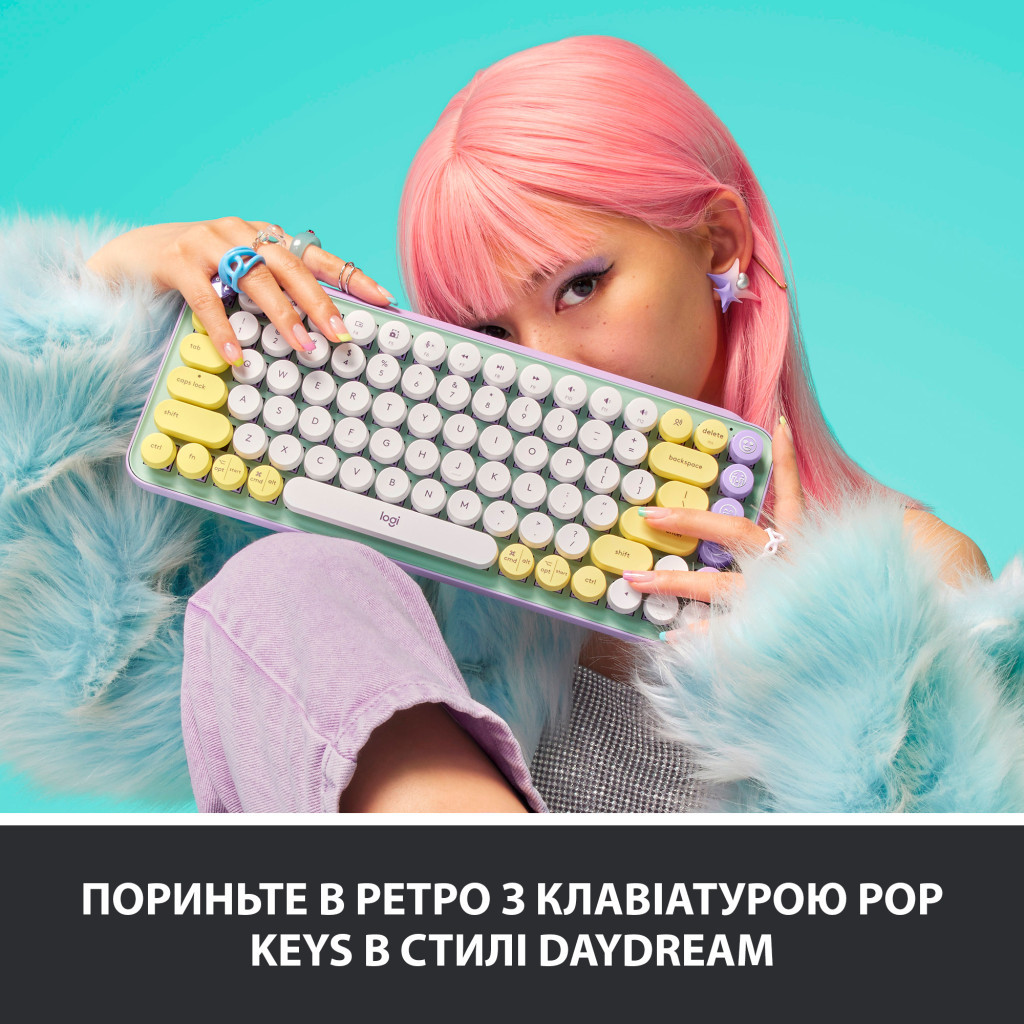 Клавіатура Logitech POP Keys Wireless Mechanical Keyboard Daydream Mint (920-010717) - зображення 2